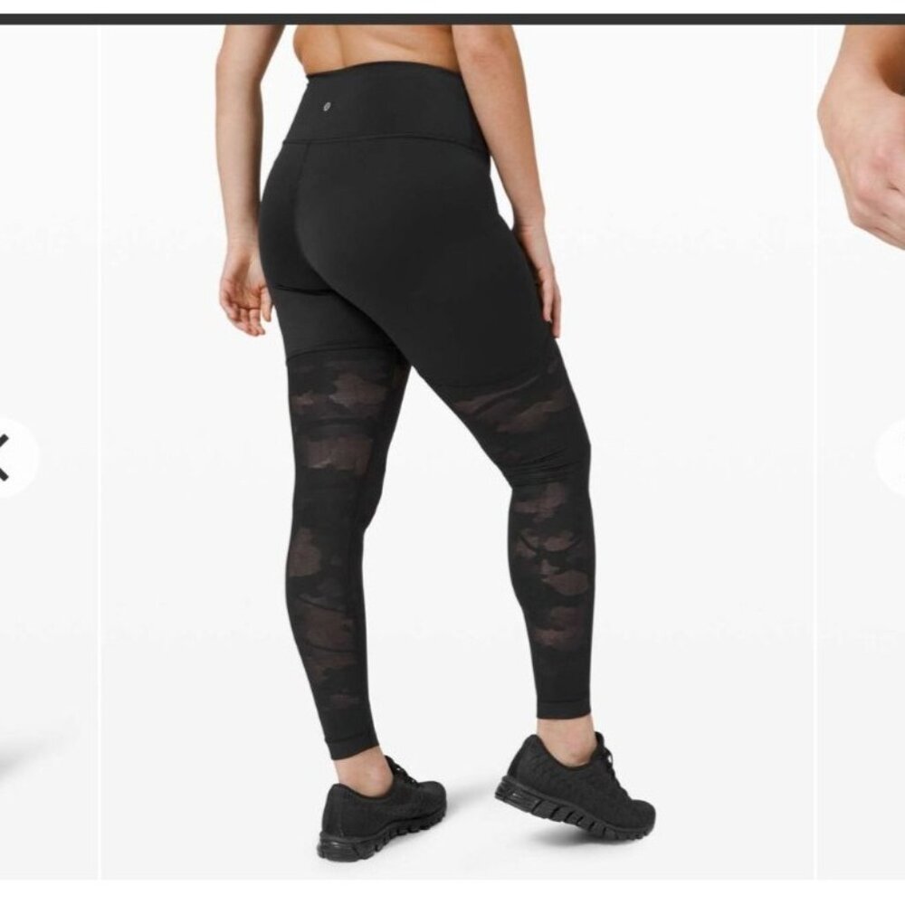 Lululemon Sheer Will High Rise Tight 28"‎ Camo Womens Black Leggings Size 4